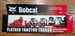 Bobcat 1:50 Scale Die-Cast Flatbed Tractor Trailer w/Loaders & Excavators READ