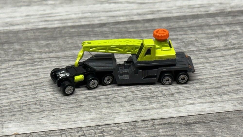 CRANE with SEMI TRUCK Micro Machines Miniature Neon Yellow Missing Truck Cab