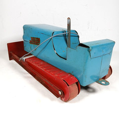 Vintage Delta Detroit Bulldozer Pressed Steel Toy Late 1940s Blue & Red Lever