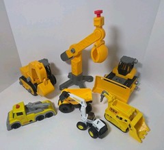 Toy Construction Vehicle Lot 7pc Bulldozer Crane Dump Truck Excavator