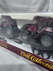 ERTL COLLECTIBLES KENWORTH T600B WITH FLAT-BED TRAILER & CASE IH MAXXUM NEW