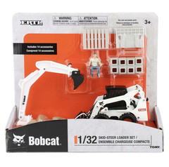 ERTL Bobcat 1:32 Skid-Steer Loader Set Die-Cast/Plastic Ages 3+ w/Accs