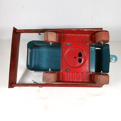 Vintage Delta Detroit Bulldozer Pressed Steel Toy Late 1940s Blue & Red Lever