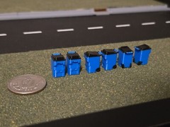 1/87 Scale Trash Bins *6 Pack* in Light Blue