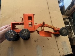 Vintage Marx Power Grader Orange Pressed Steel