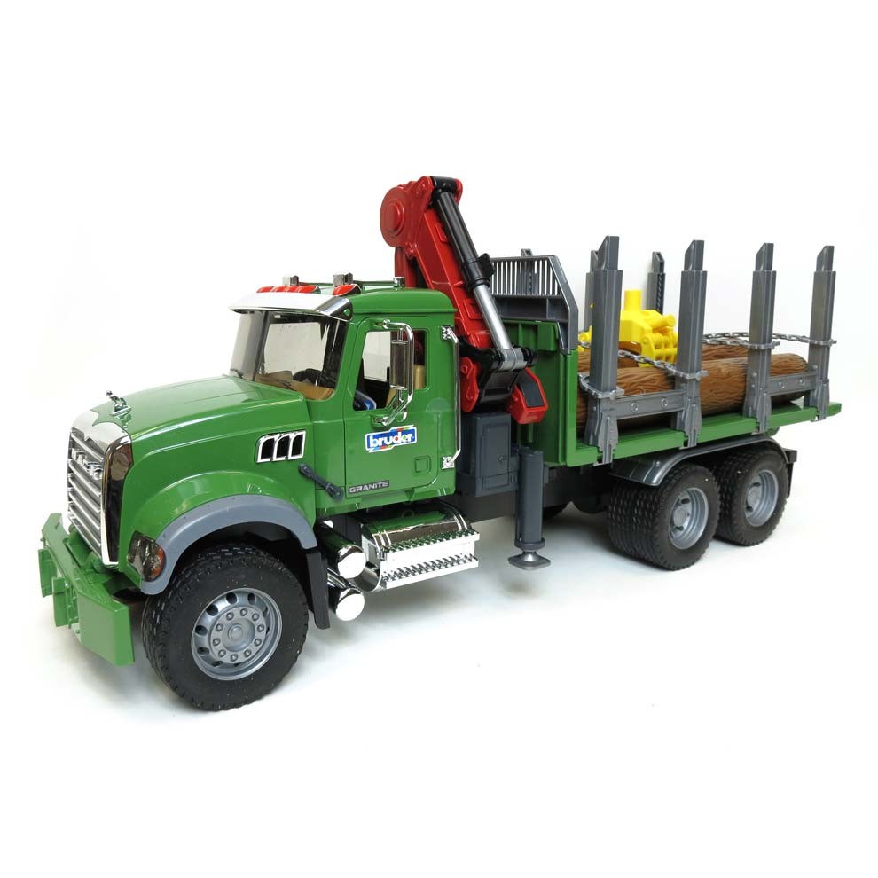 1/16th Bruder Mack Granite Log Truck with Knuckleboom Grapple Crane 02824