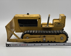 Vintage Tonka No. 300 Bulldozer 1960s Pressed Steel Yellow Dozer 8.5″