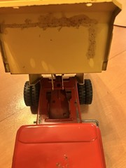 Vintage 1960s Tonka Pressed Steel Dump Truck – Red Cab & Yellow Bed – Original