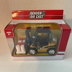 2018 Denver Diecast Forklift Yellow & Black With Pallet of Red & White Barrels