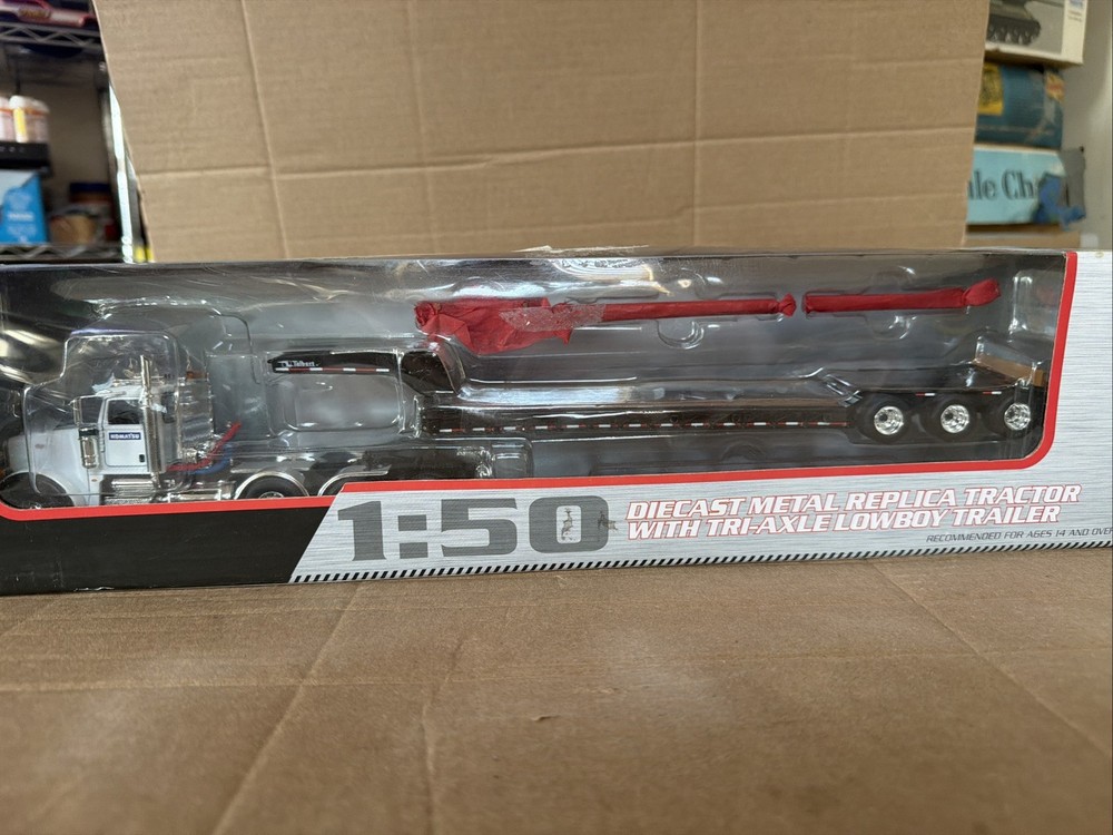 First Gear Peterbilt 367 with Talbert Lowboy White & Black 1:50 Scale 50-3349