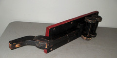 1930 FOLK ART WOOD HANDMADE SEMI TRUCK & STAKE BODY TRAILER ANTIQUE TOY SET-32″