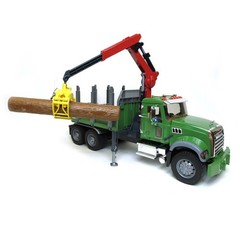 1/16th Bruder Mack Granite Log Truck with Knuckleboom Grapple Crane 02824