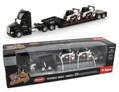 2022 ERTL 1:64 *BOBCAT* Peterbilt 579 Semi w/Lowboy & (2) S76 Skidsteers NTTCS