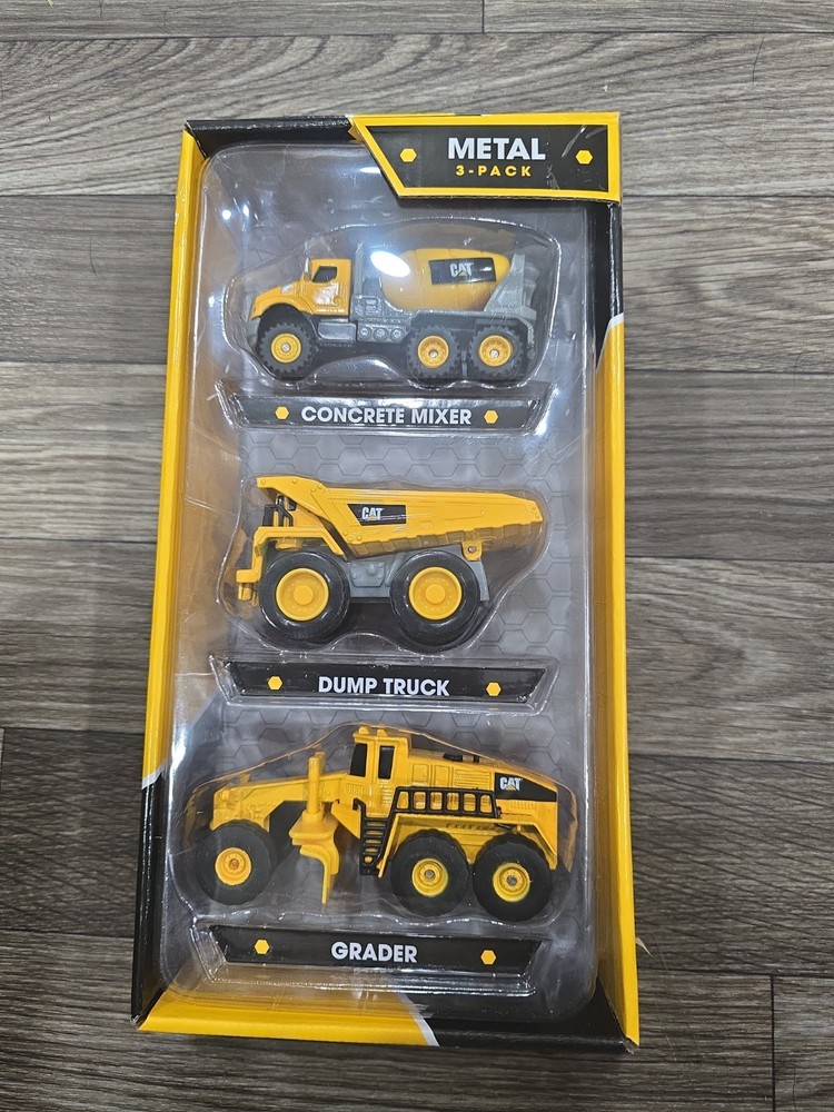 CAT Die Cast Concrete Mixer Dump Truck and Road Grader Construction Vehicle 3+