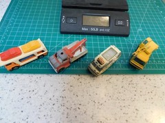 60’s Matchbox 4-Diecast Lot Tow Truck Car Transporter Ice Cream Truck & Crane