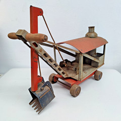 Antique Keystone Ride Em Steam Shovel Pressed Steel Ride On Toy 1920s 1930s