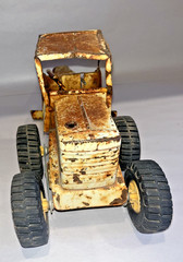 Fire Damaged 1960s Tonka Pressed Steel Road Grader W/ Positionable Grading Blade