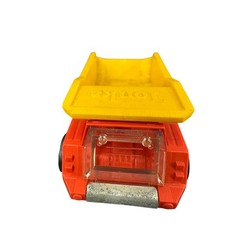 Vintage Tonka Dump Truck Red Yellow Plastic Metal 6 Wheel Construction Toy