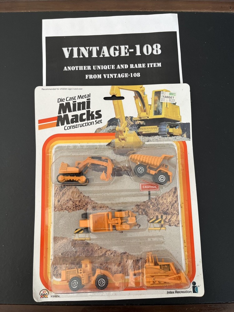 VINTAGE INTEX 21974 1:64 Die Cast Metal Mini Macks Construction Set MOC NOS!