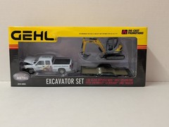 1:50 Scale GEHL 503Z Excavator set, Chevy Silverado & Landoll Trailer #DCP40066