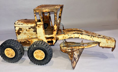 Fire Damaged 1960s Tonka Pressed Steel Road Grader W/ Positionable Grading Blade