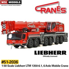 ⭐1:50 SCALE LIEBHERR LTM 1350-6.1 MOBILE CRANE CRANES INC WSI MODELS 51-2036 ⭐