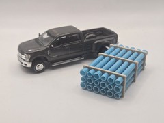 1/64 Scale 12″ Sky Blue Water Pipe Trailer Load/Diorama Accessory