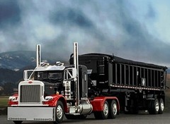 1/64 DCP PETERBILT 379 W/ 36″ SLEEPER & EAST END DUMP TRAILER