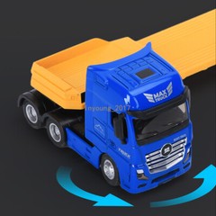 1:50 Flatbed Truck with Excavator Trailer Transporter Diecast Model Set Orange