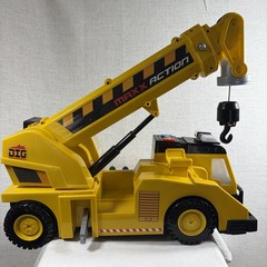 Maxx Action Yellow Plastic Construction Crane Truck Vehicle w/ Hook, Black/Gray
