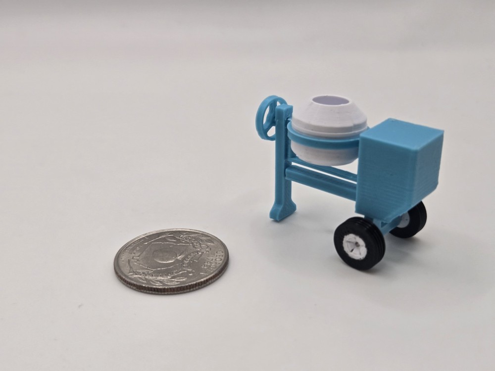 1/64 Scale Posable 12CF Concrete Cement Mixer in Sky Blue