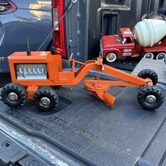 Vintage Structo Road Grader Orange Pressed Steel Toy