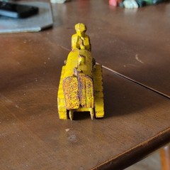 Vintage Cast Iron Yellow Dozer Toy Construction Vehicle