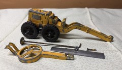 Hubley Cast Iron Construction Road Grader Toy Yellow Black Silver