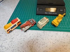 60’s Matchbox 4-Diecast Lot Tow Truck Car Transporter Ice Cream Truck & Crane