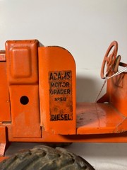 Vintage 1949 DOEPKE Adams Motor Road Grader Pressed Steel Model Diesel Orange