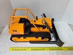 1970 Mighty Tonka T-9 Bulldozer RARE Ochre Orange Pressed Steel Dozer 17″ NM