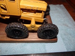 Hubley Kiddie Toy Cast Iron Road Grader Mounted on wood Plaque Restored