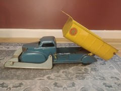 VINTAGE MARX LUMAR CONTRACTORS FRONT LOADER DUMP TRUCK PRESSED STEEL TOY