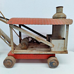 Antique Keystone Ride Em Steam Shovel Pressed Steel Ride On Toy 1920s 1930s