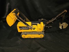 Vintage 1960s-1970s Tonka Trencher No. 534 Pressed Steel Yellow Backhoe Loader