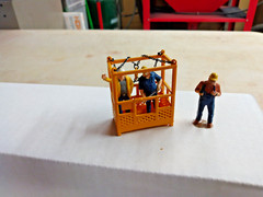 3D Printed 2 Man-Lift Crane Cage. Authentic Liebherr Yellow. 1/50th, 1/48th.