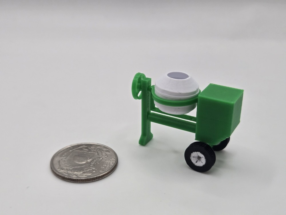 1/64 Scale Posable 12CF Concrete Cement Mixer in Green