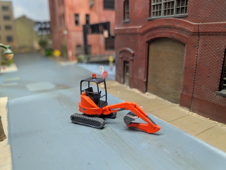 1/87 HO Scale Custom Built Kubota Mini Excavator. 3D Printed Resin Model