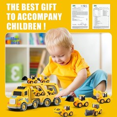 Veslier Construction Carrier Truck Toy for Kids Ages 3-6