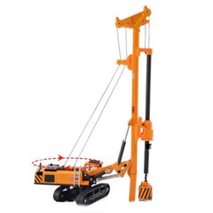 Rotary Drilling Rig Toy Diecast Construction Vehicle Model for Boys Yellow