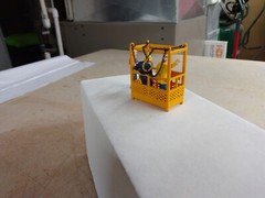 3D Printed 2 Man-Lift Crane Cage. Authentic Liebherr Yellow. 1/50th, 1/48th.