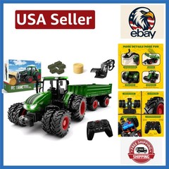 Realistic 8-Wheel RC Tractor with Metal Loader & Lights – Perfect Gift for Kids
