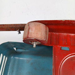 Vintage Delta Detroit Bulldozer Pressed Steel Toy Late 1940s Blue & Red Lever