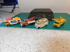 60’s Matchbox 4-Diecast Lot Tow Truck Car Transporter Ice Cream Truck & Crane